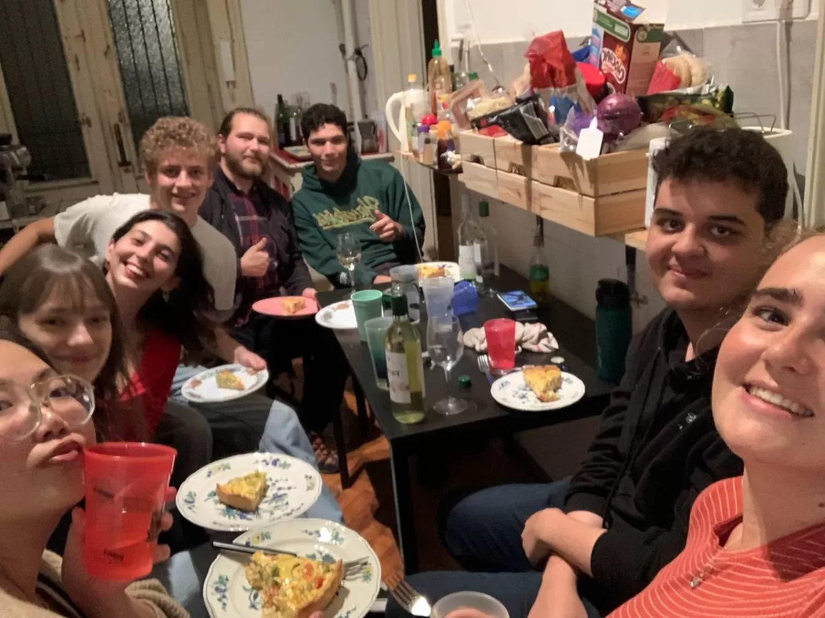group photo around a table
