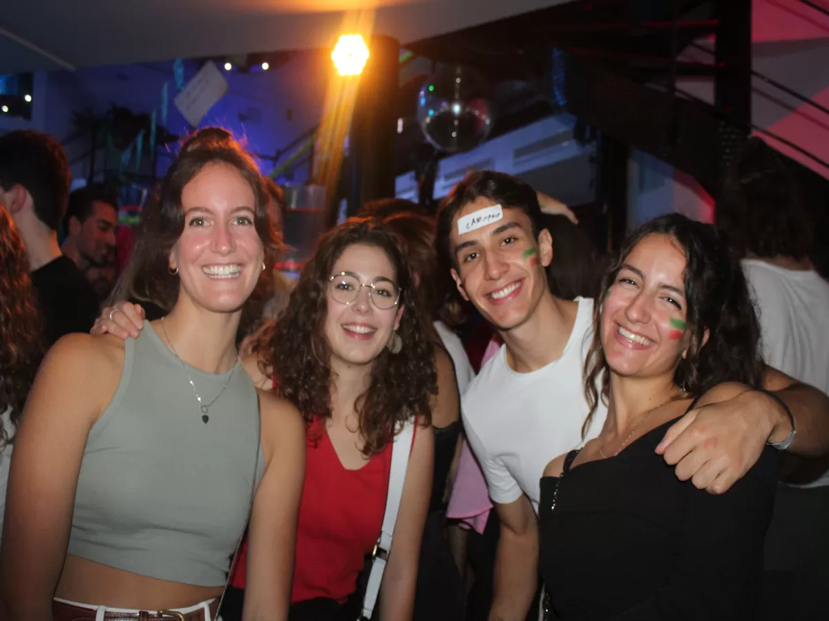 Erasmus students in an italy themed party