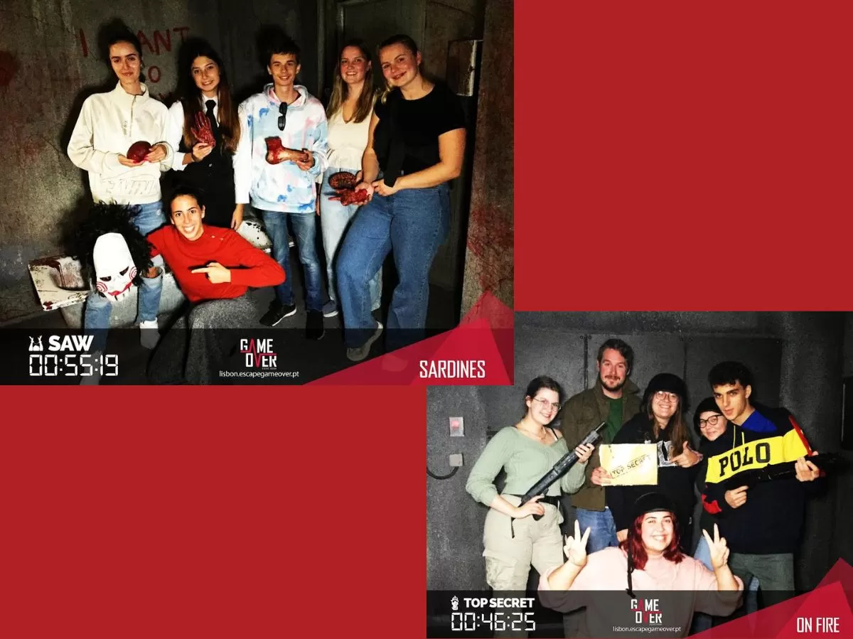 2 images of the 2 groups that took part in the EScape Rooms