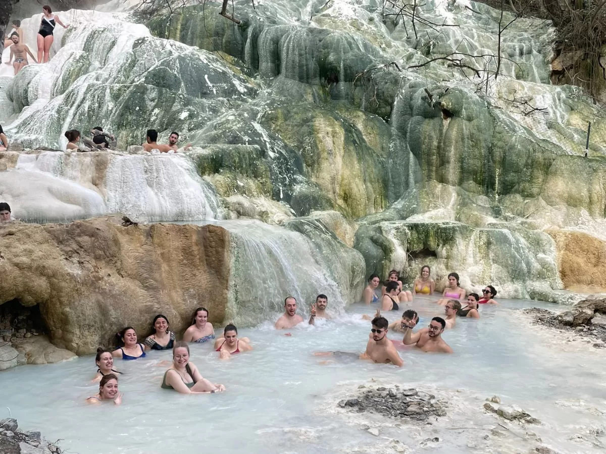 International students and staffs enjoying the thermal baths
