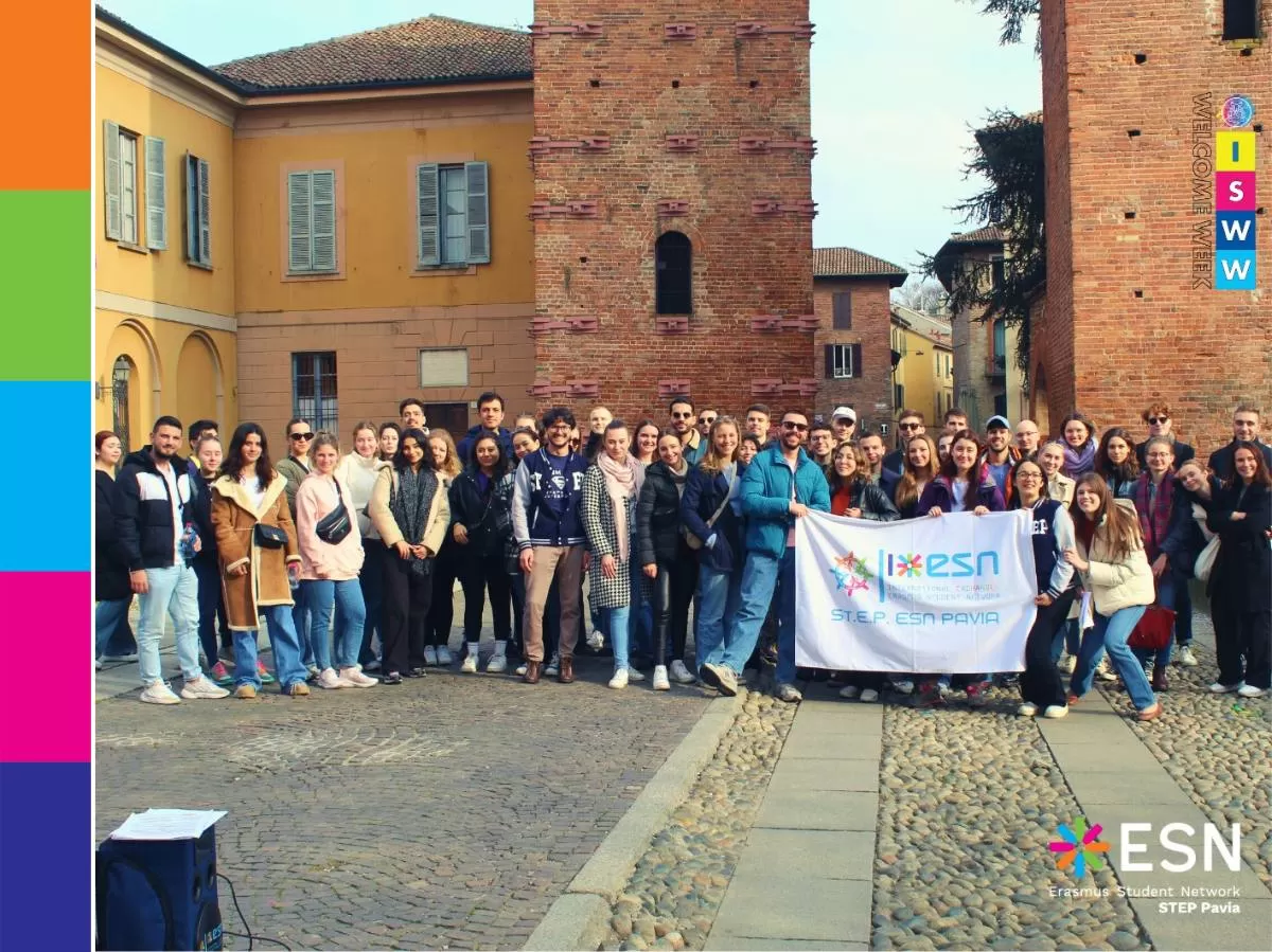 One of international groups in Piazza delle Tre Torri