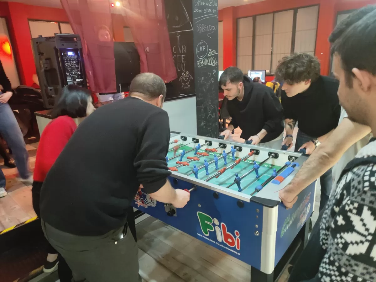 Compelling match of table soccer