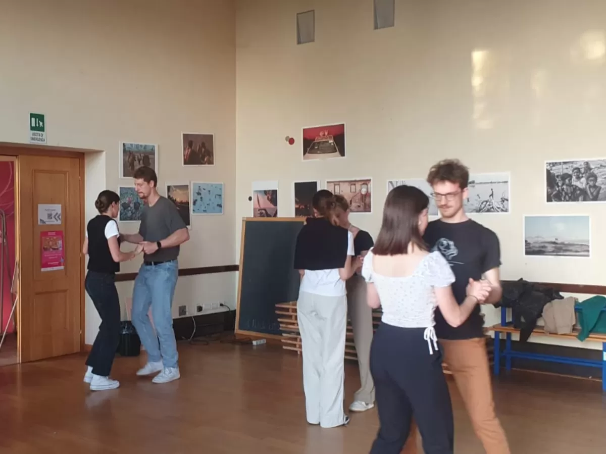 The picture shows some of the participants dancing.