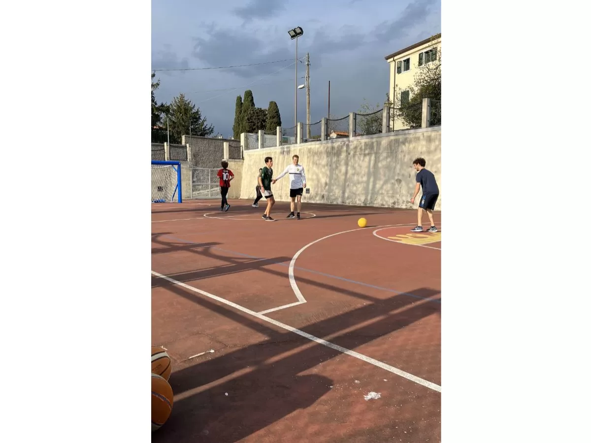 Participants playing football