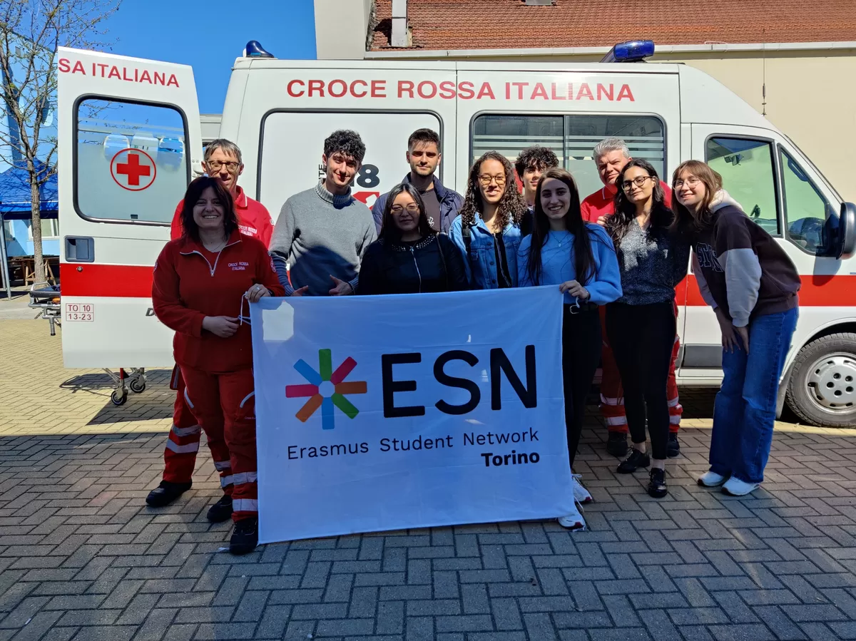 Red Cross volunteers with some of the participants