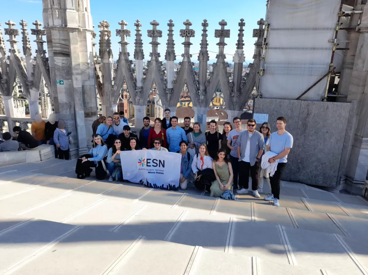 ESN Milano Statale on the rooftop of Duomo