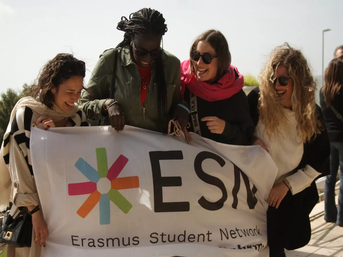 erasmus students with our flag