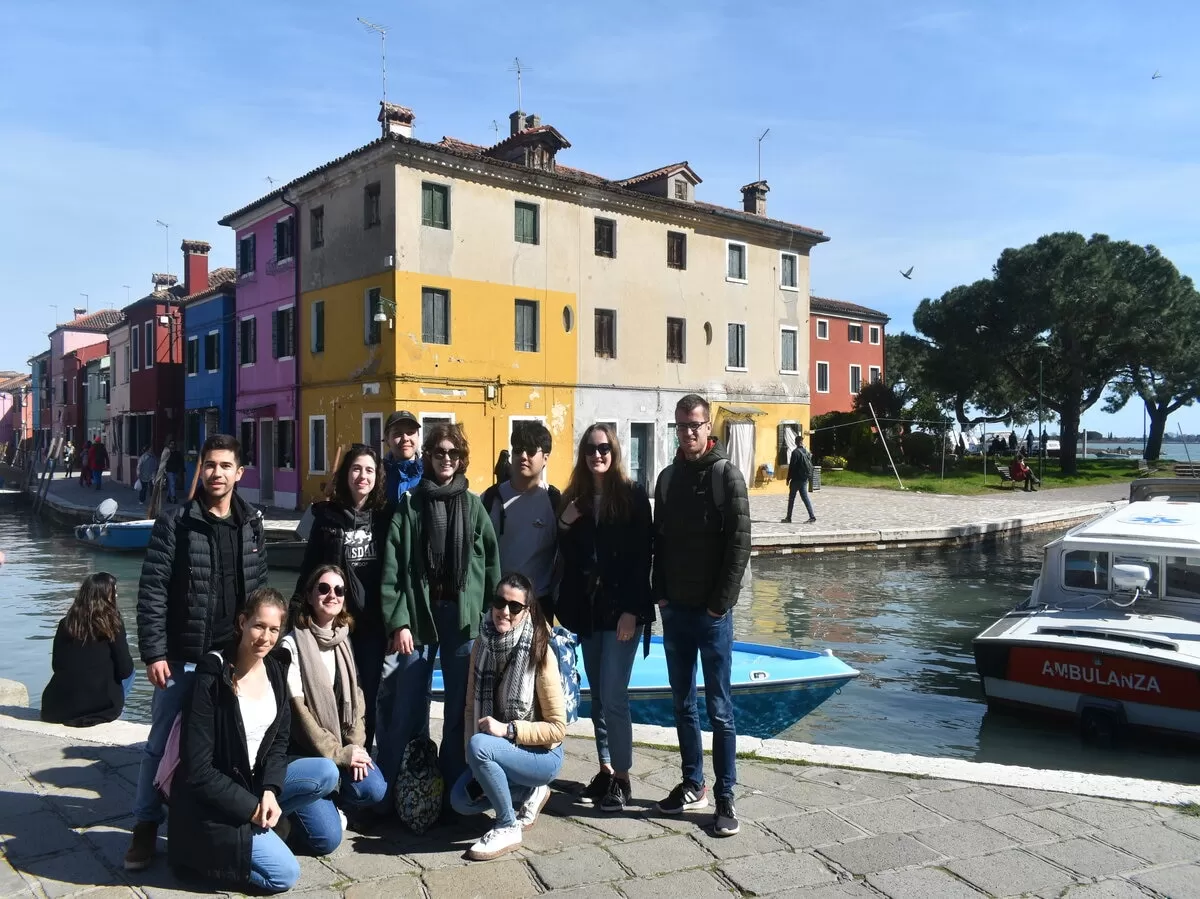 Group of international students in Burano