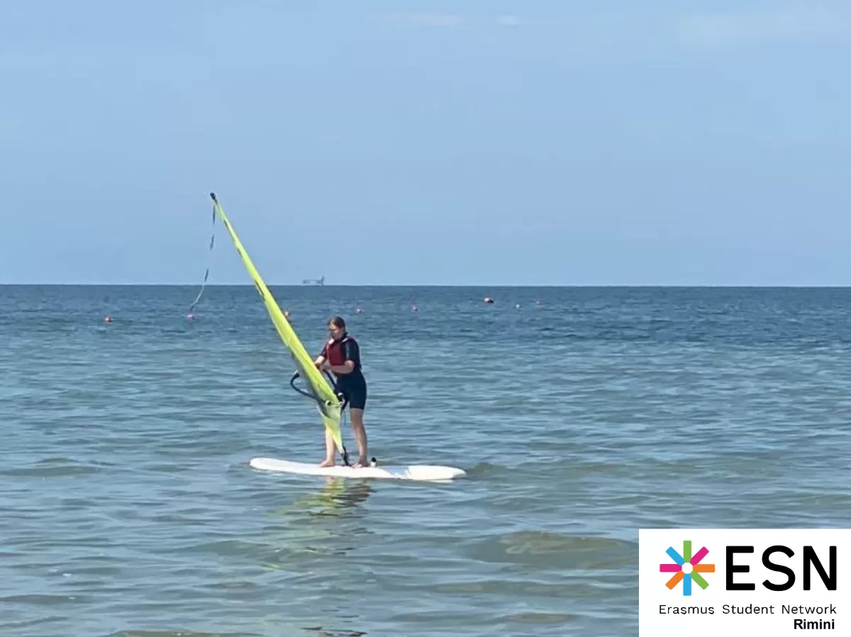 Emilia's turn to try kite surf