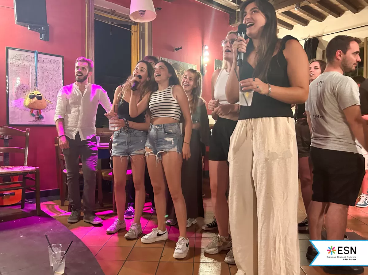 Participants singing during the karaoke.