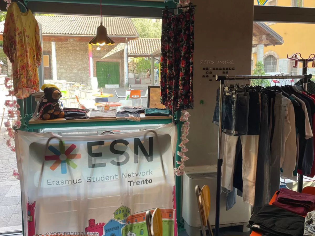 the market and the ESN Trento flag