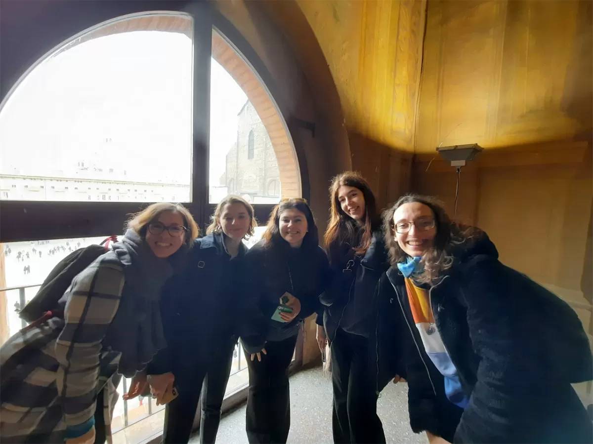 A group of ESNers taking a picture in the "Palazzo d'Accursio"
