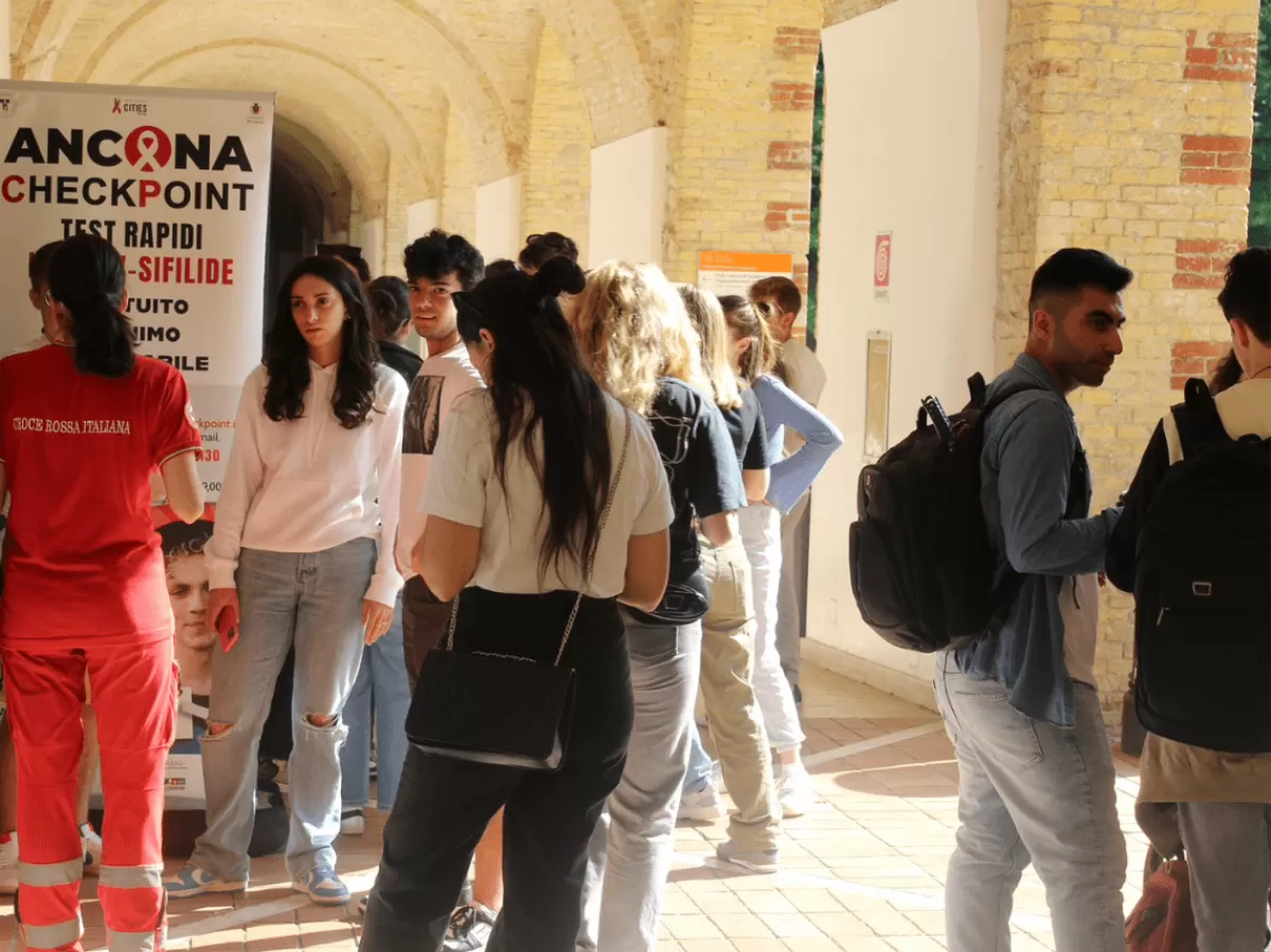 Students are waiting for there turn to do the test