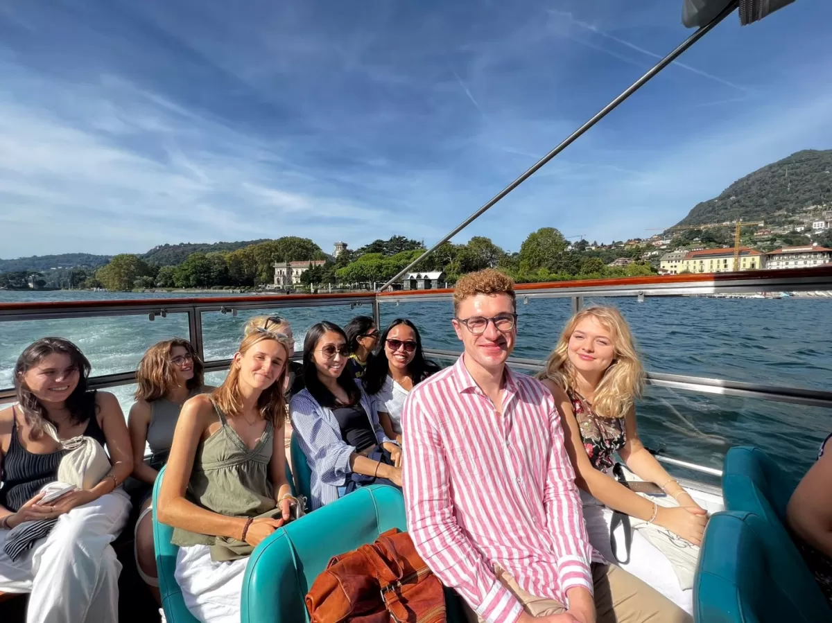 Erasmus students on boat