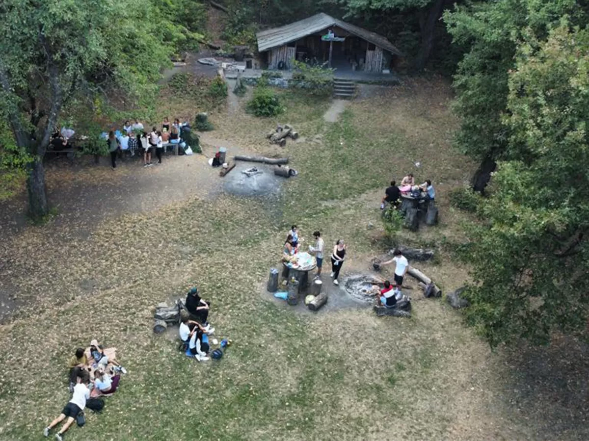 Erasmus students having a BBQ