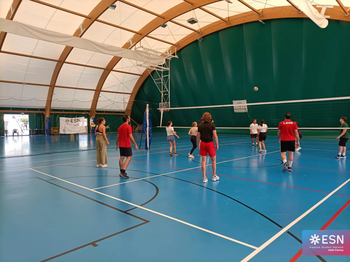 erasmus students and volunteers playing volleyball