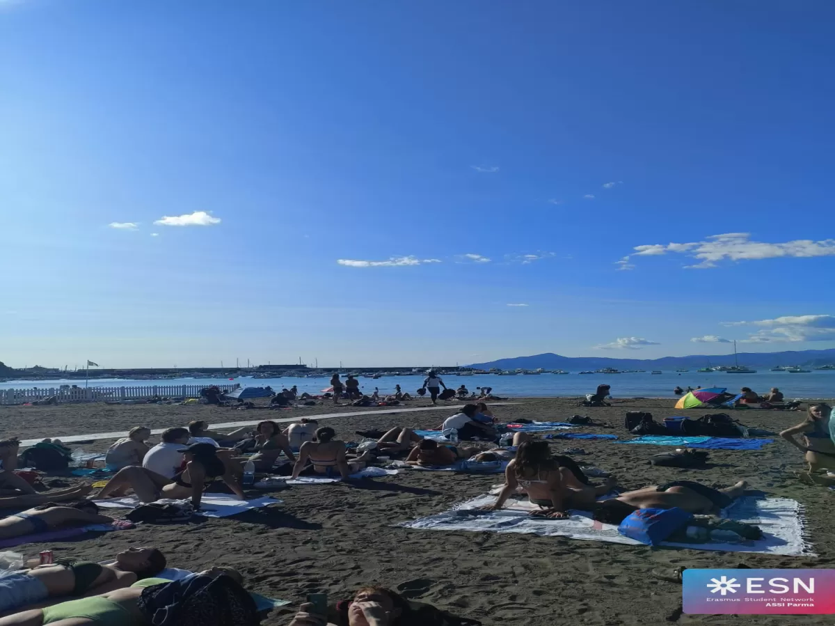people chilling at the beach
