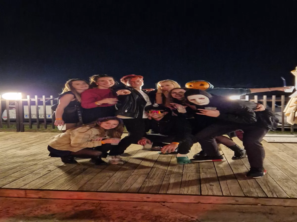 group of people with halloween costumes