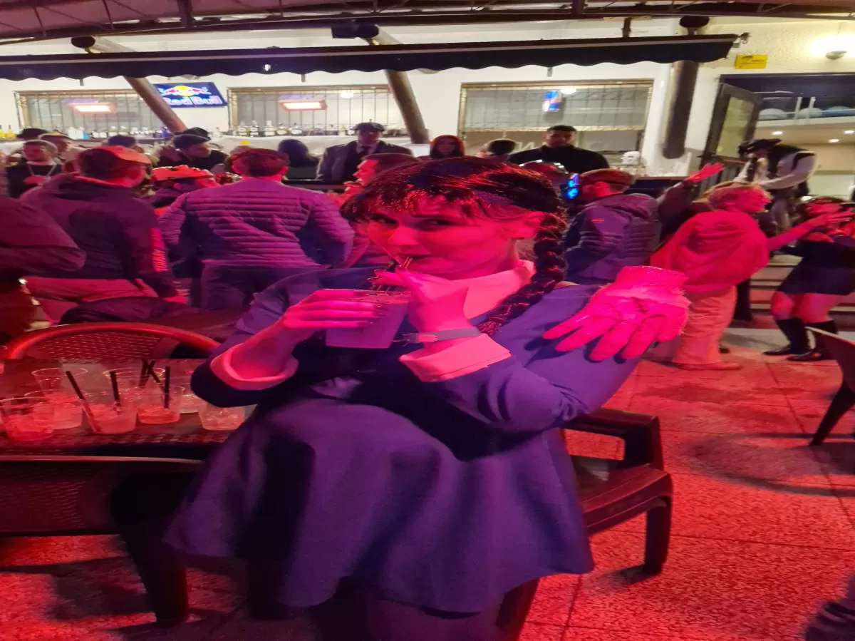 Erasmus student wearing a Wednesday Addams costume