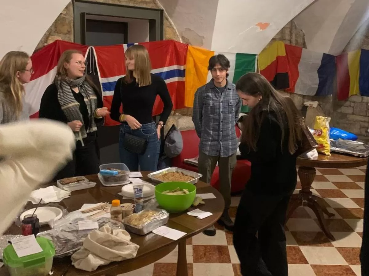 our erasmus students during the international dinner and some of the dishes