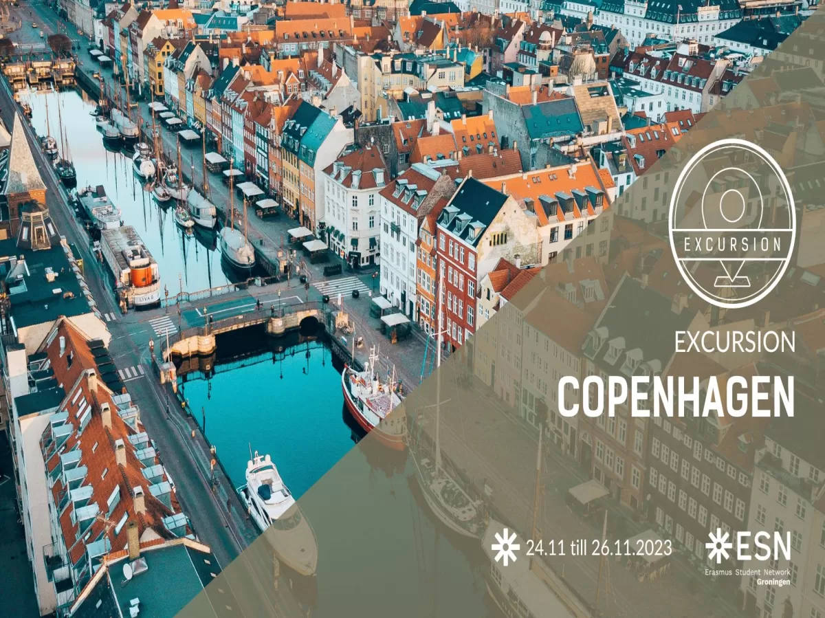 Image of Copenhagen with a short overlay of the committee organising, date and time