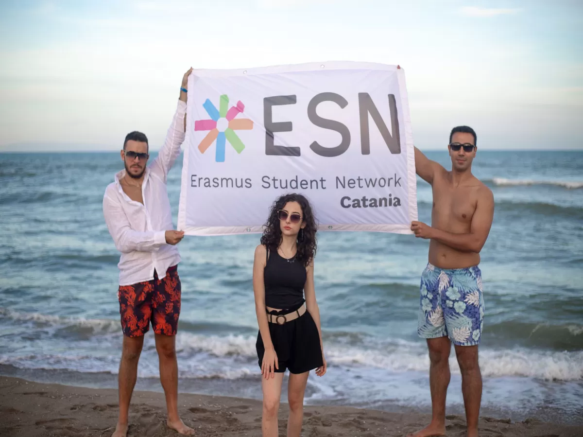 Volunteers with the ESN flag