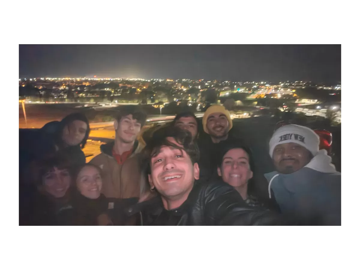 A group photo taken on the top of the climbing tower