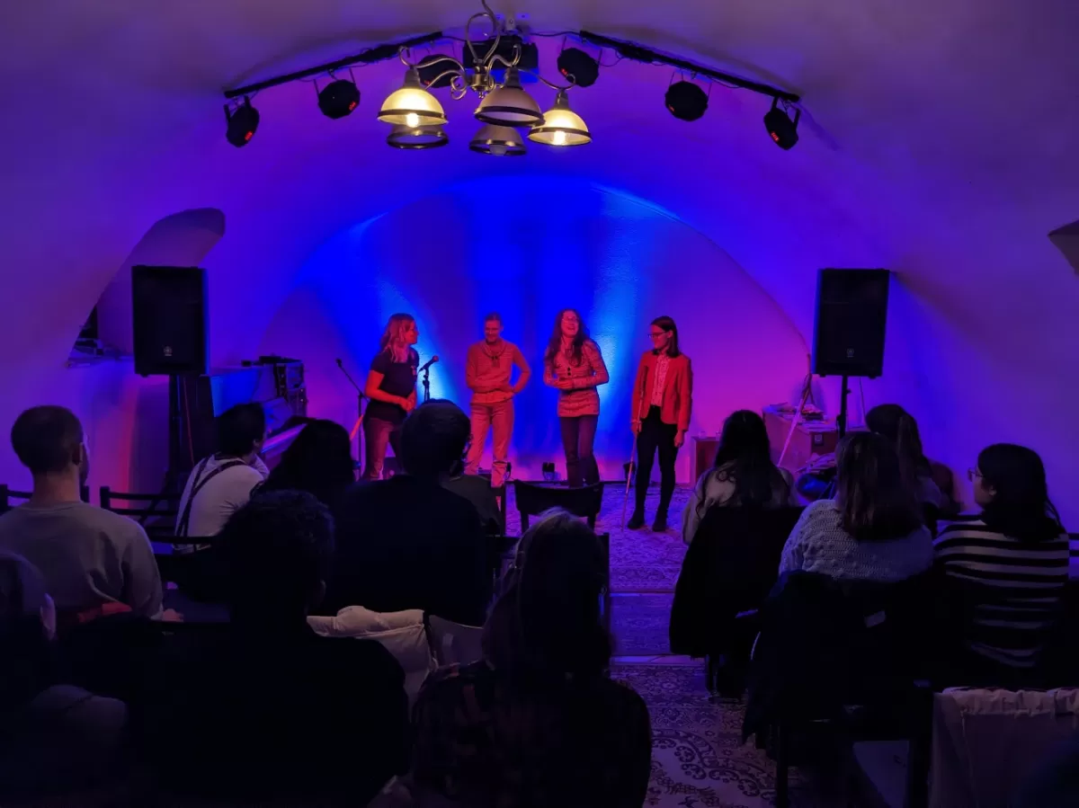 Group of international students listening to tutors