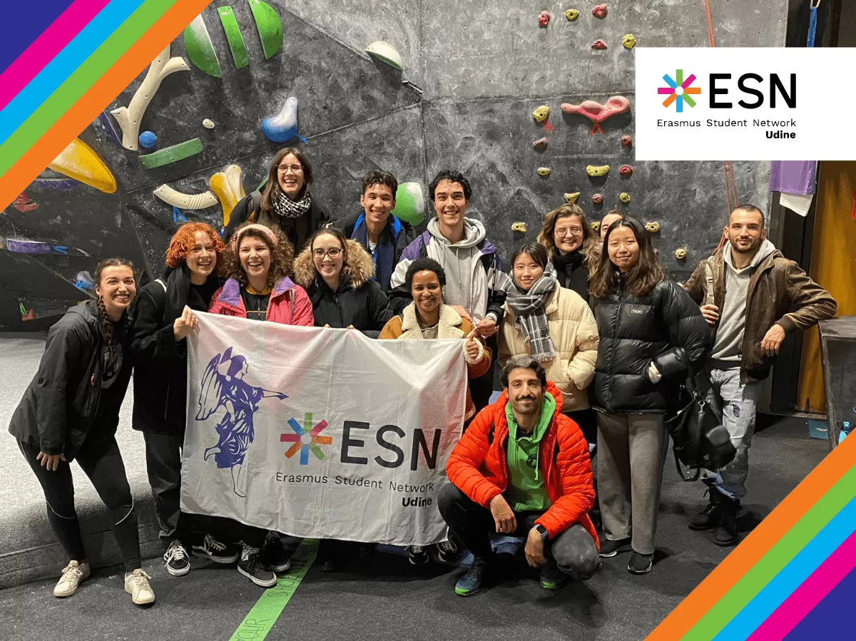 after climbing with ESN flag