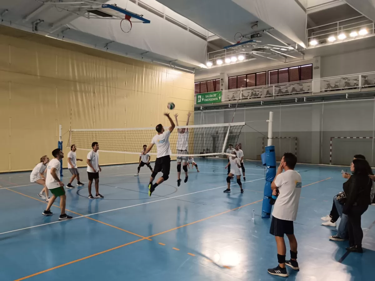 Some of the students playing volleyaball