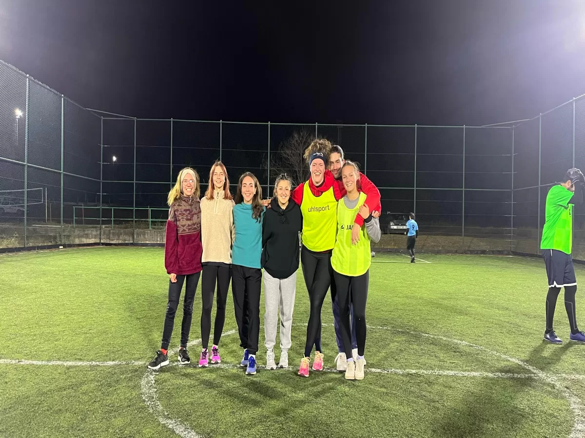 International and local students in the football field