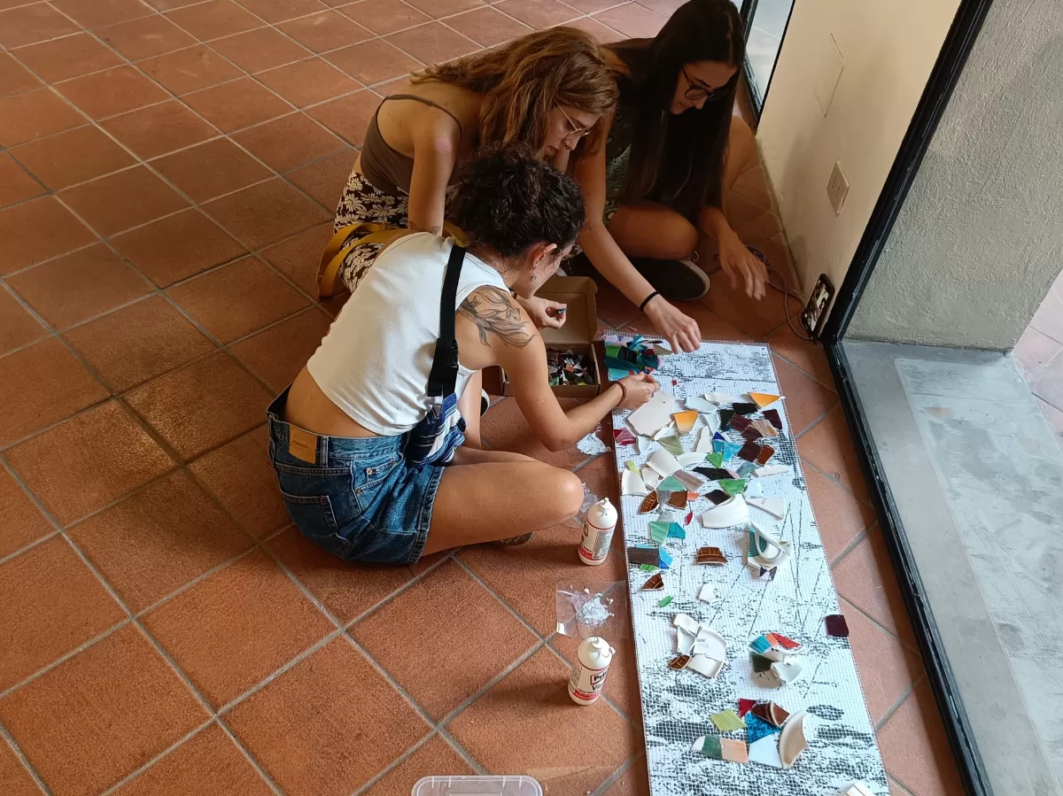 Girls doing the mosaic