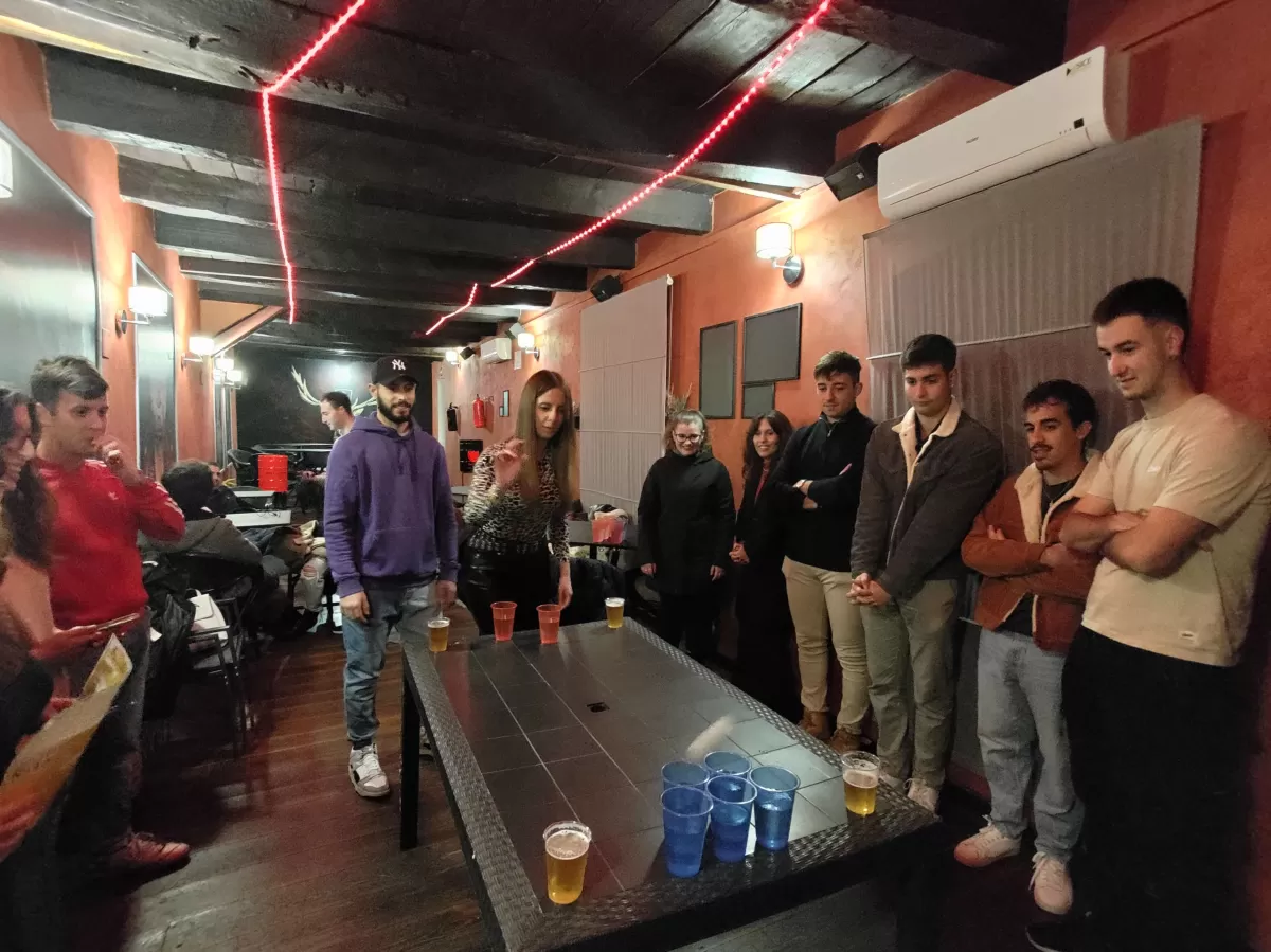 people playing beer pong
