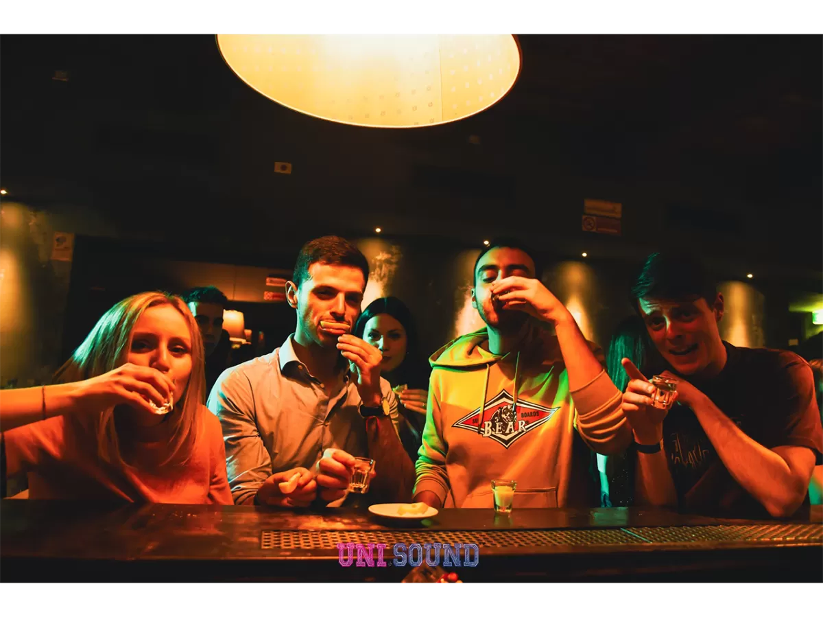 a group of friends taking a shot