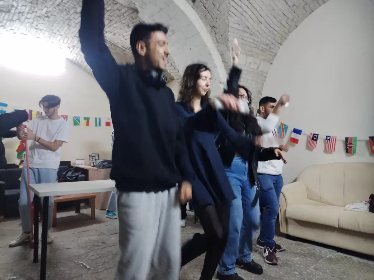 International students playing Wii Sport