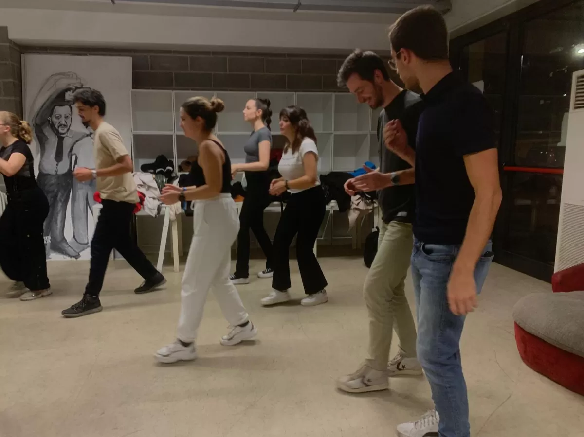 Group of international students learning how to dance