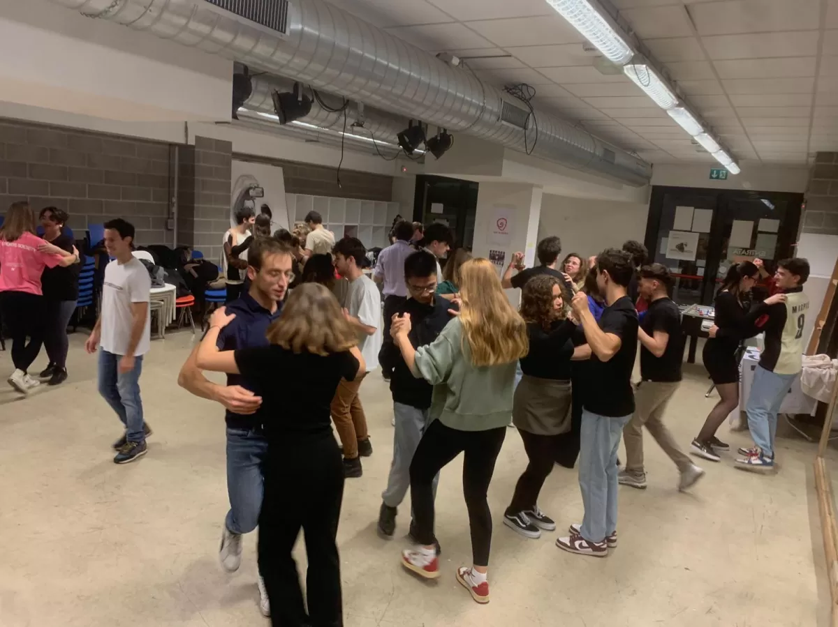 Group of international students dancing