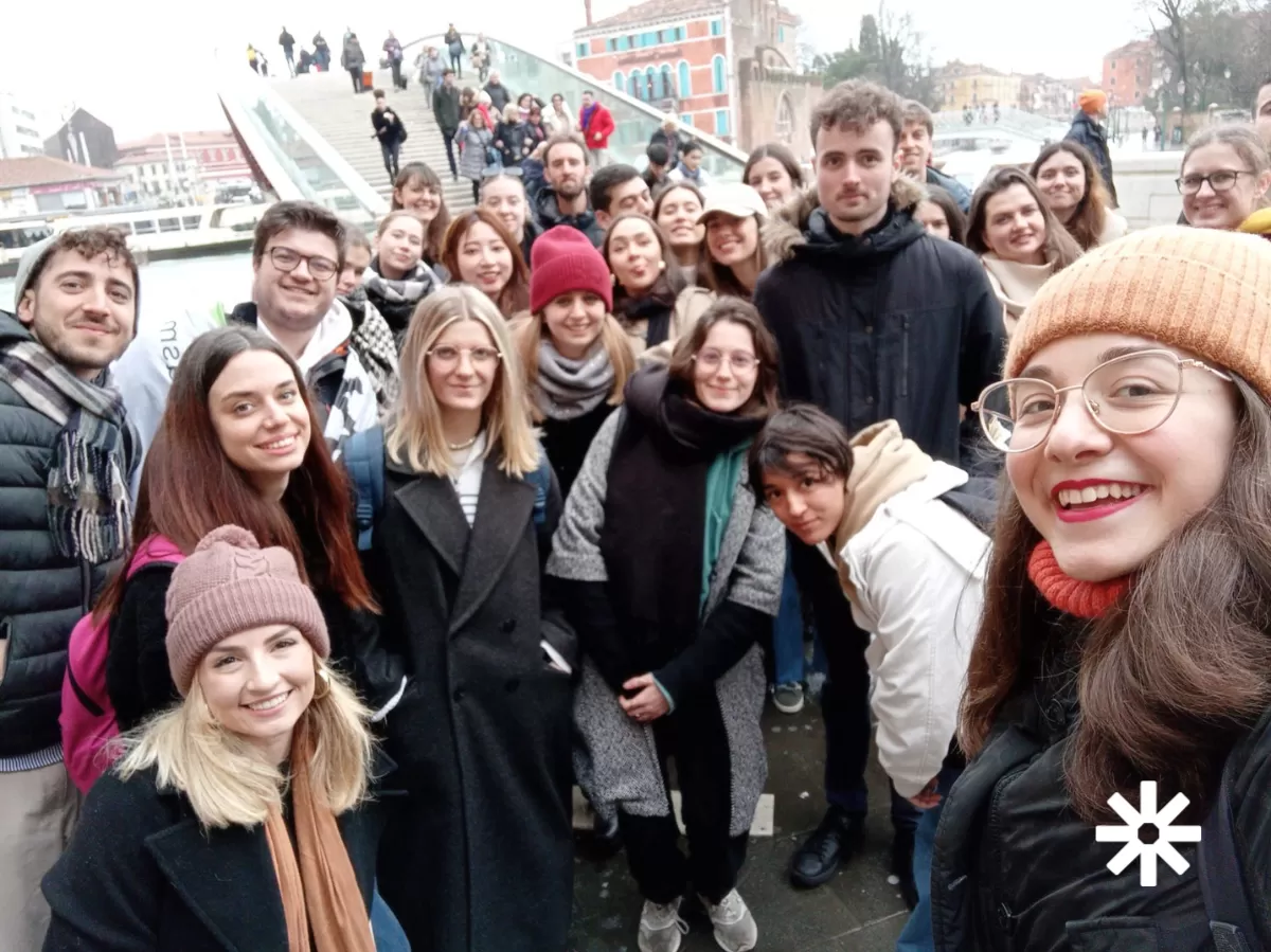 Group photo in the centre of Venice.