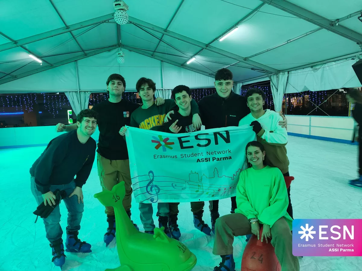 group picture with flag