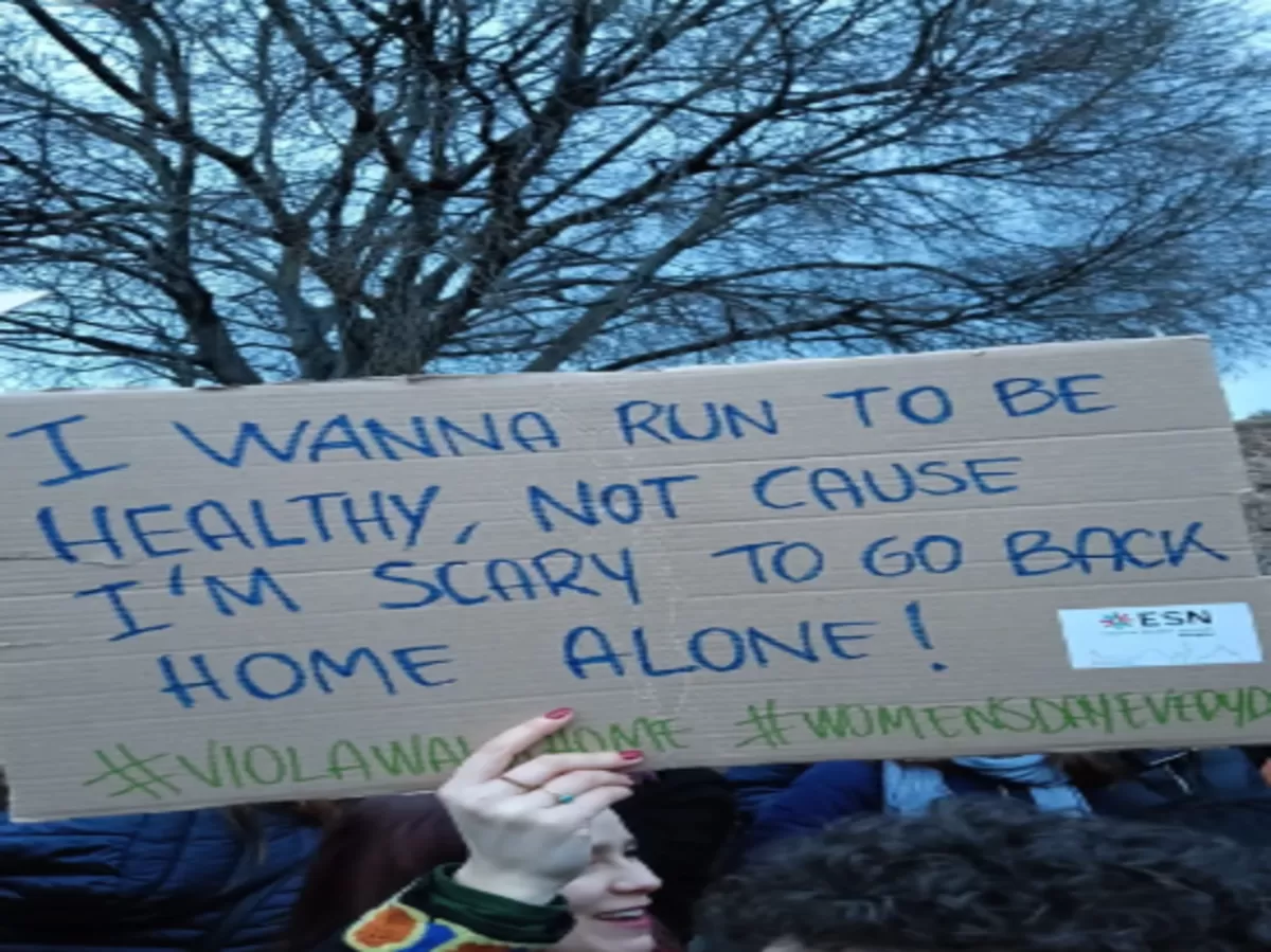 sign: "I wanna run to be healthy, not 'case I'm scared to go back home alone"