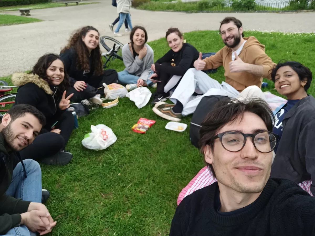 a group of students doing a picnic