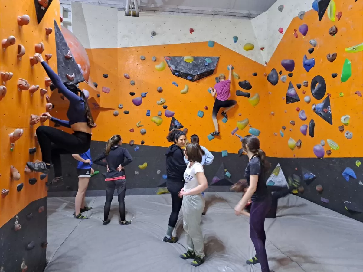 Participants of the event climbing