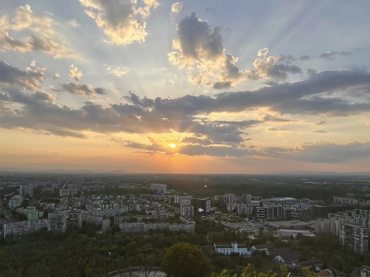 Sunset in the city of Plovdiv