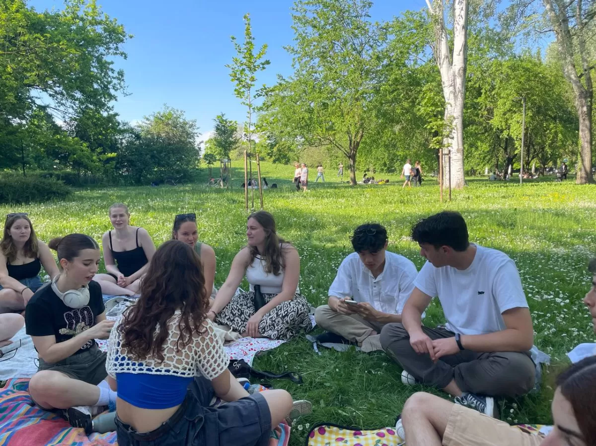 Participants learning how to knit