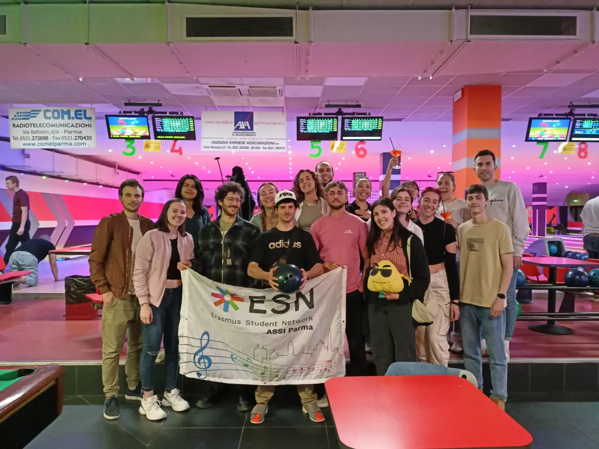 group picture with flag