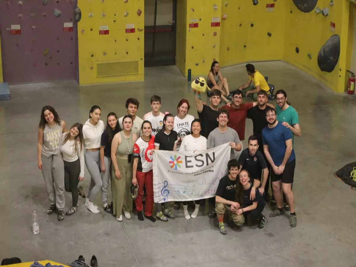 group picture with flag