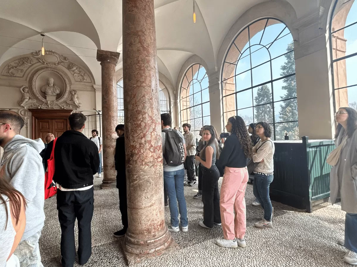 students during the guided tour