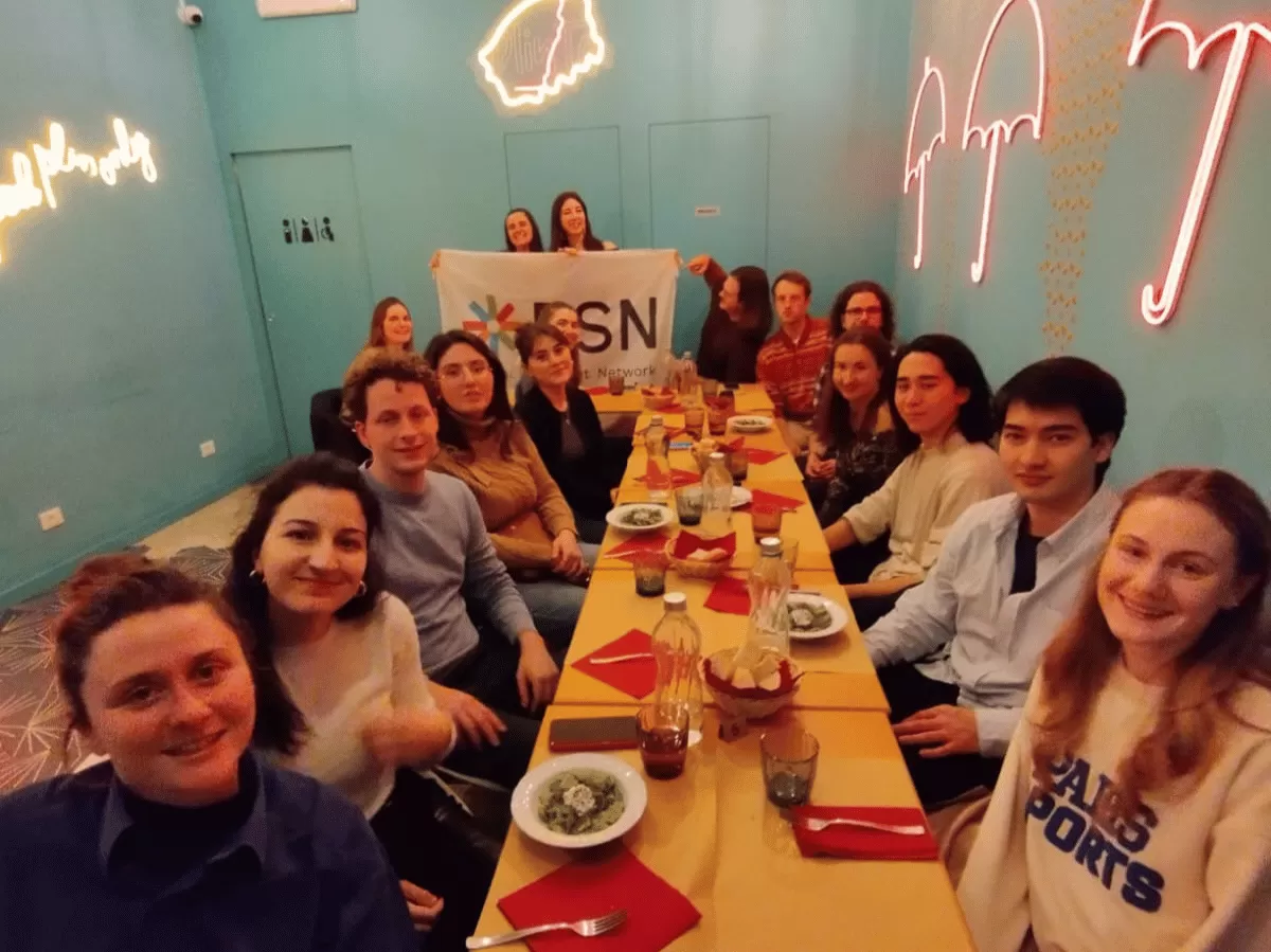 group of international students at the restaurant
