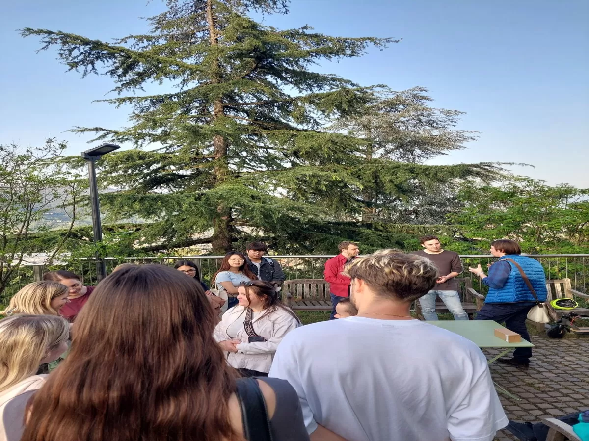 People waiting in the workshop area