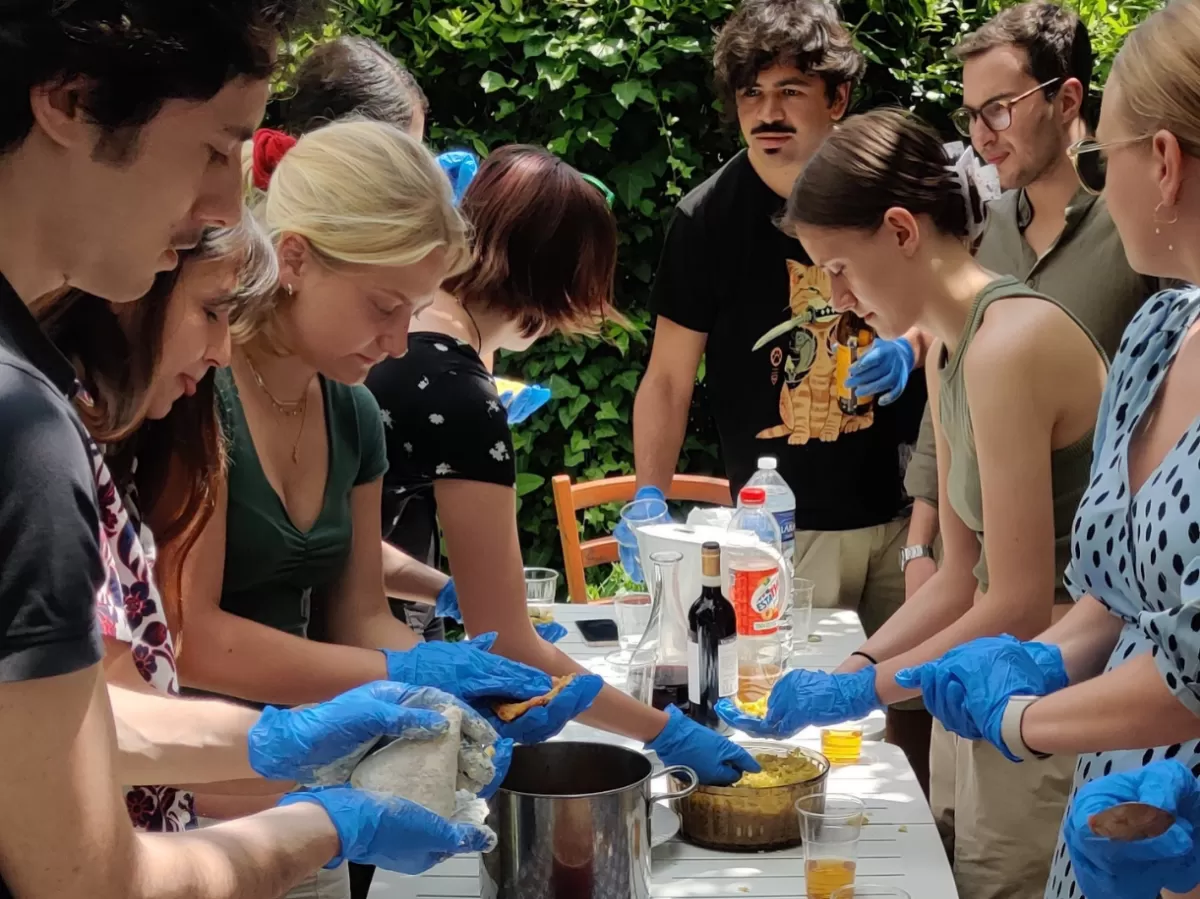 Erasmus students enthusiastically participate in making arancini